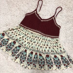 American Rag crochet front boho swing top